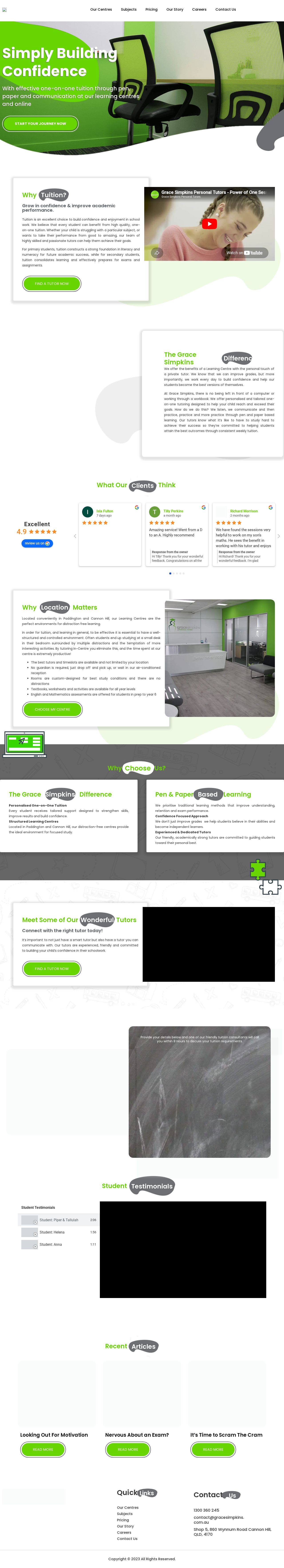 Grace Simpkins Personal Tutors website