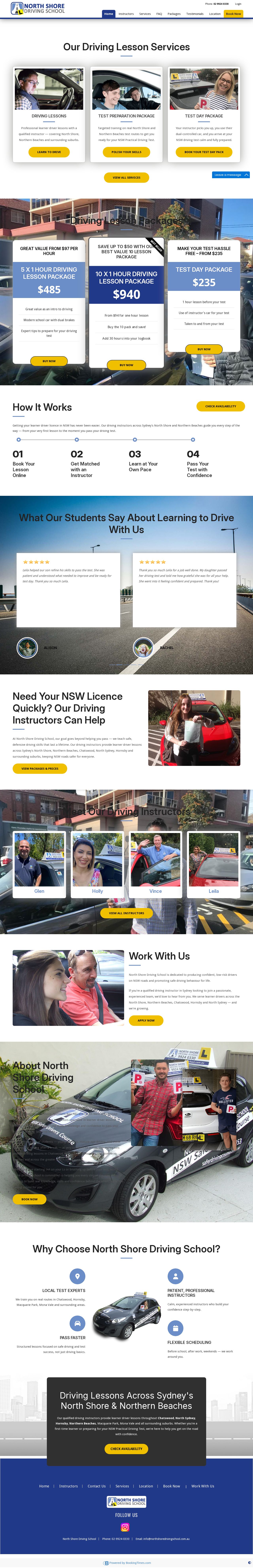 Northshore Driving School website