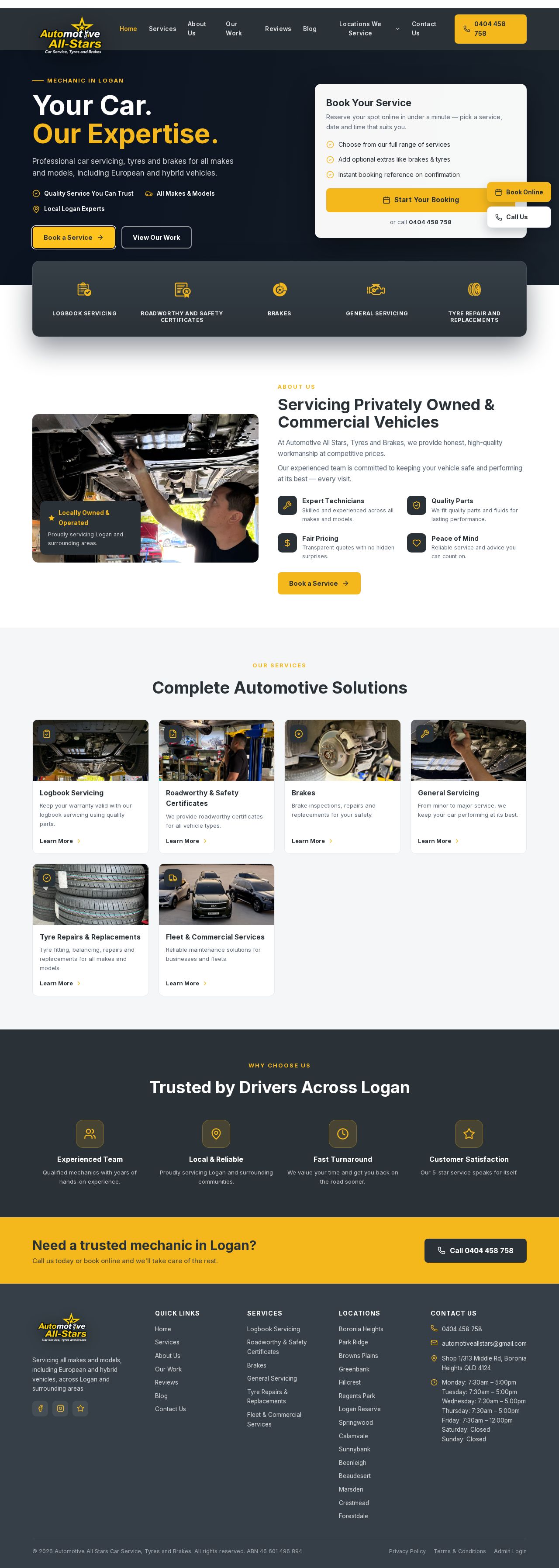Automotive All-Stars Mobile Mechanics website