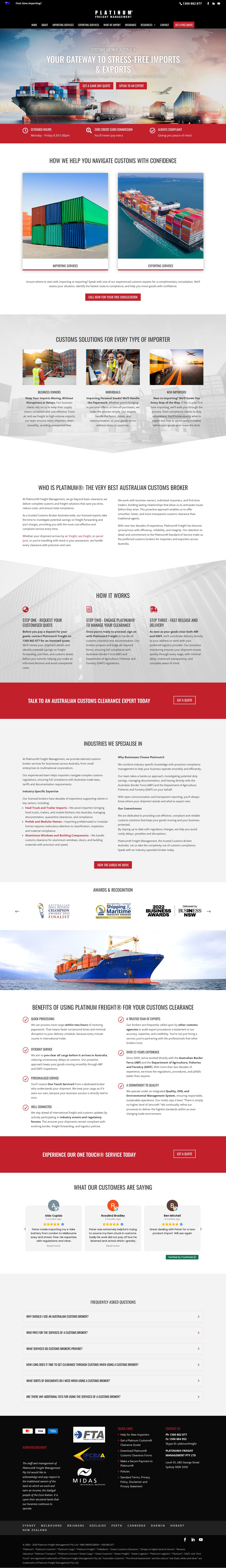 Platinum Freight Management website