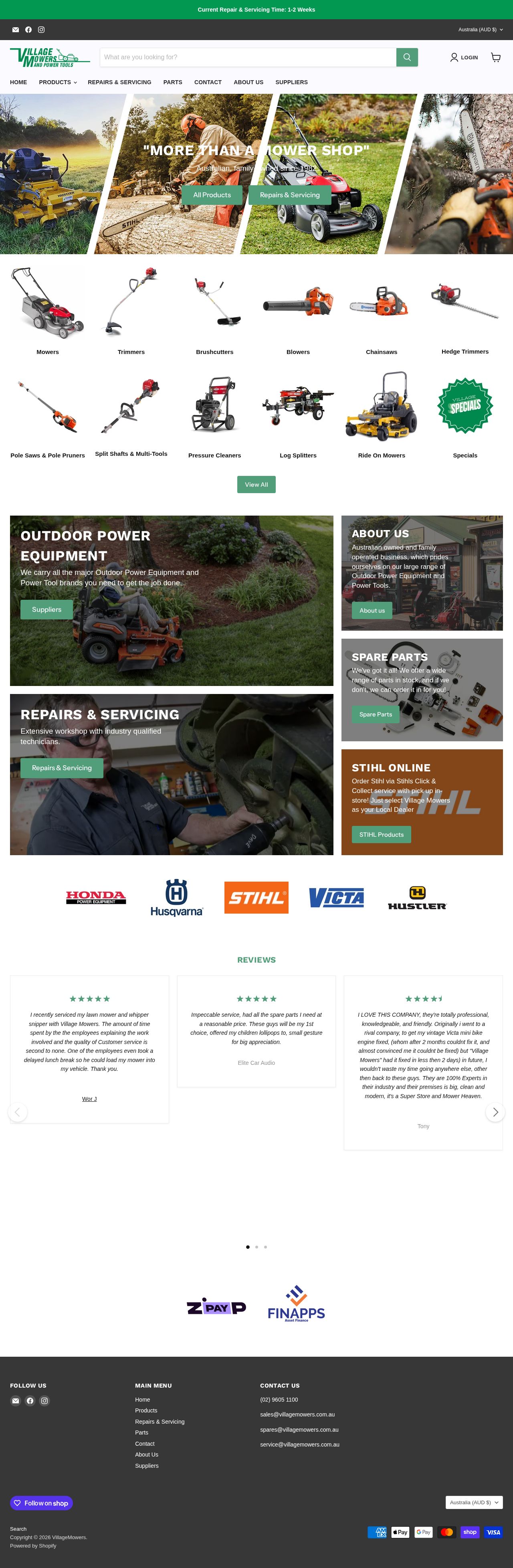 Village Mowers and Power Tools website