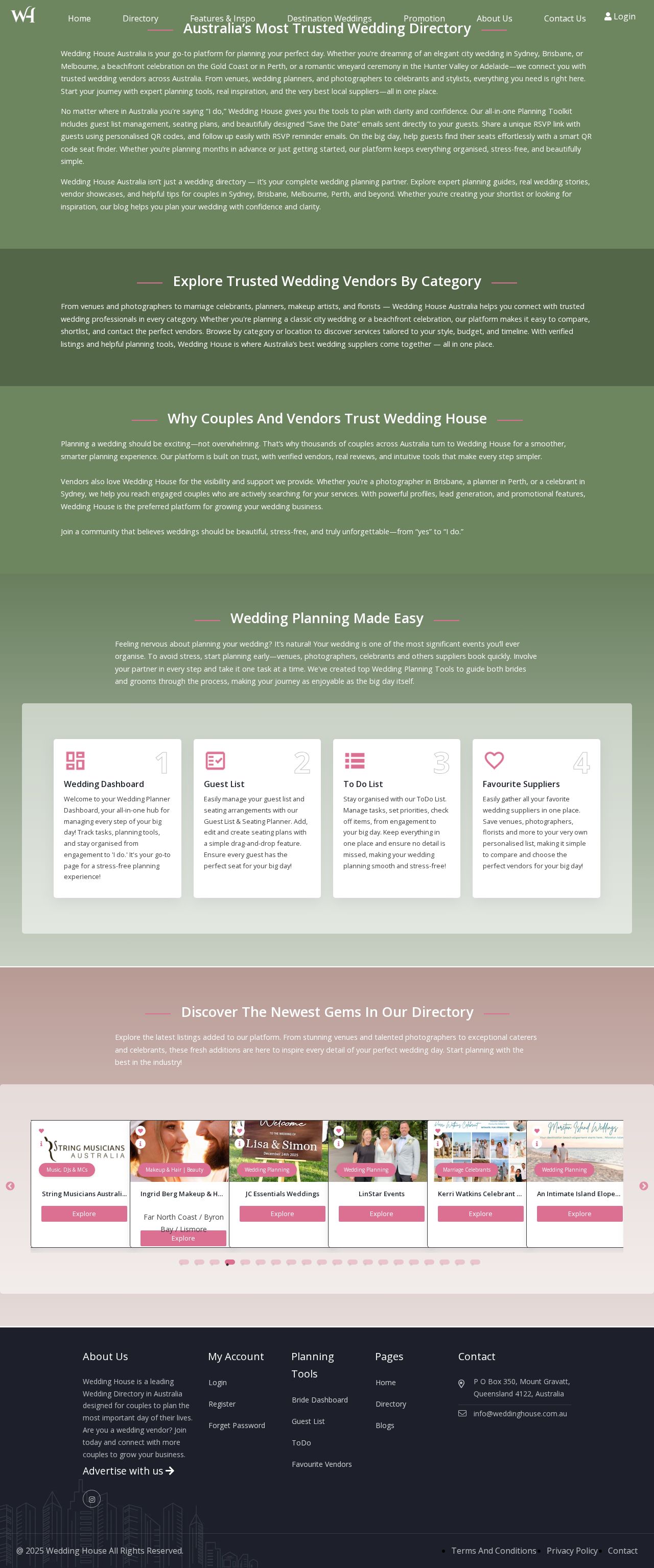 Wedding House Directory website