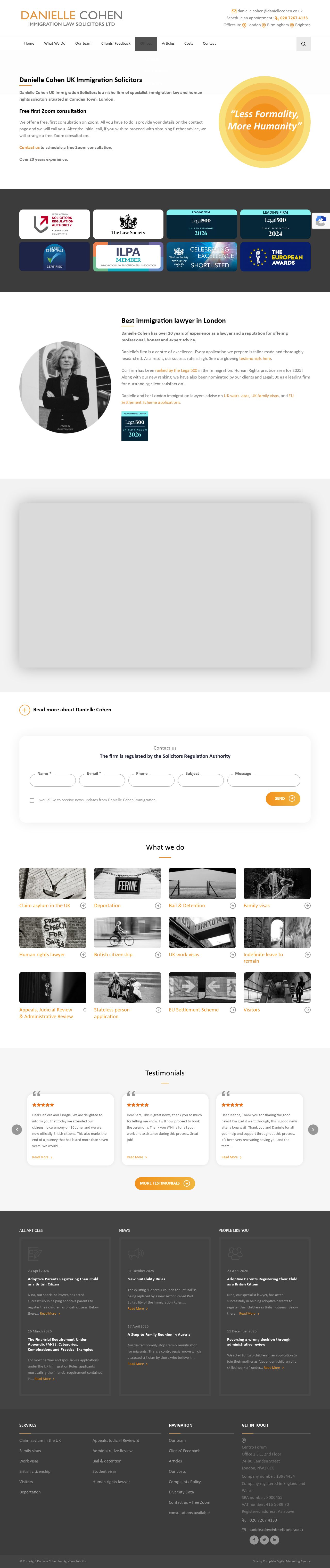 Danielle Cohen Immigration website