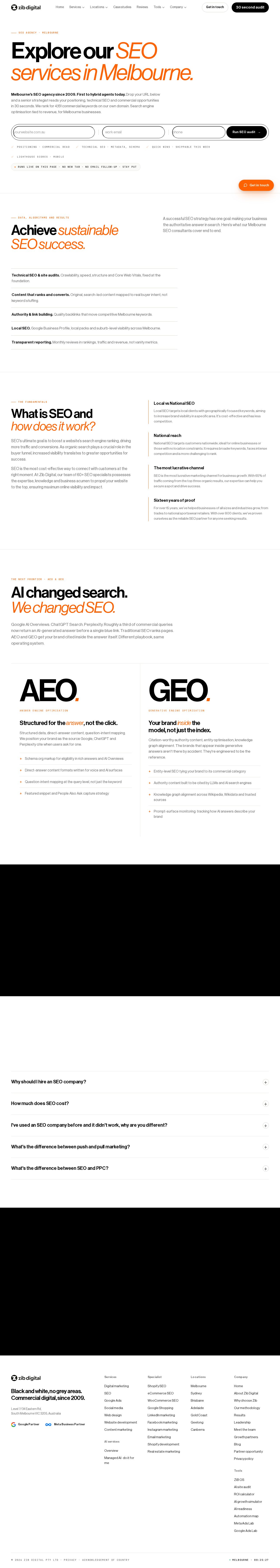 SEO Company Melbourne - Zib Media website