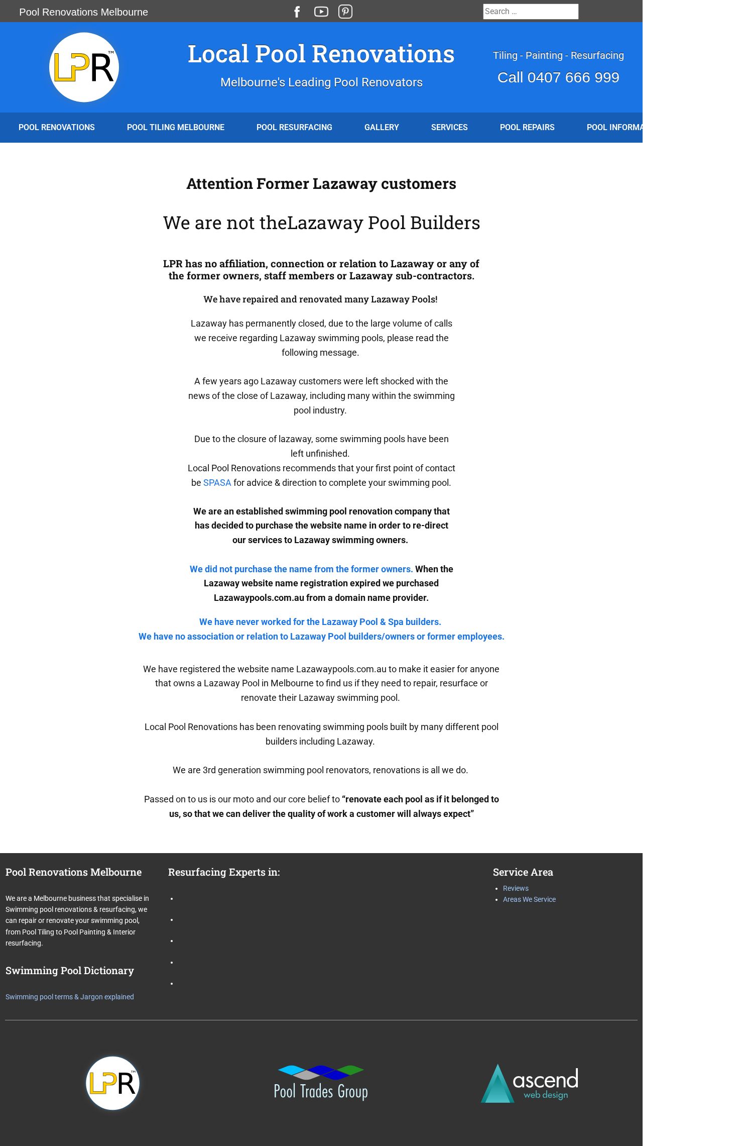 Lazaway Pools & Spas website