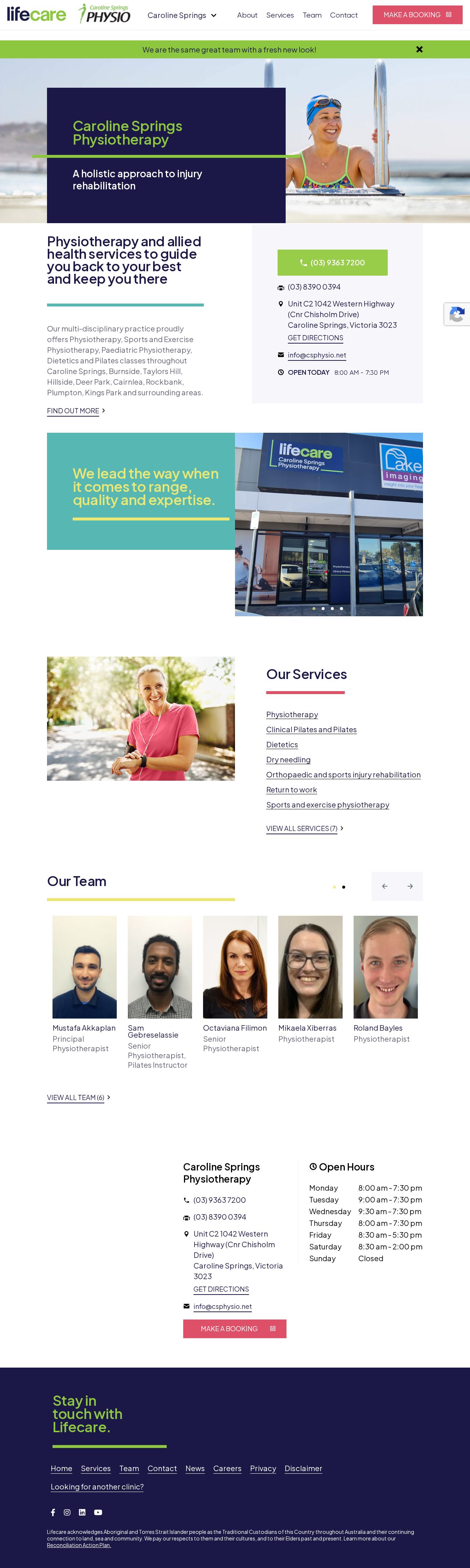 Caroline Springs Physiotherapy website