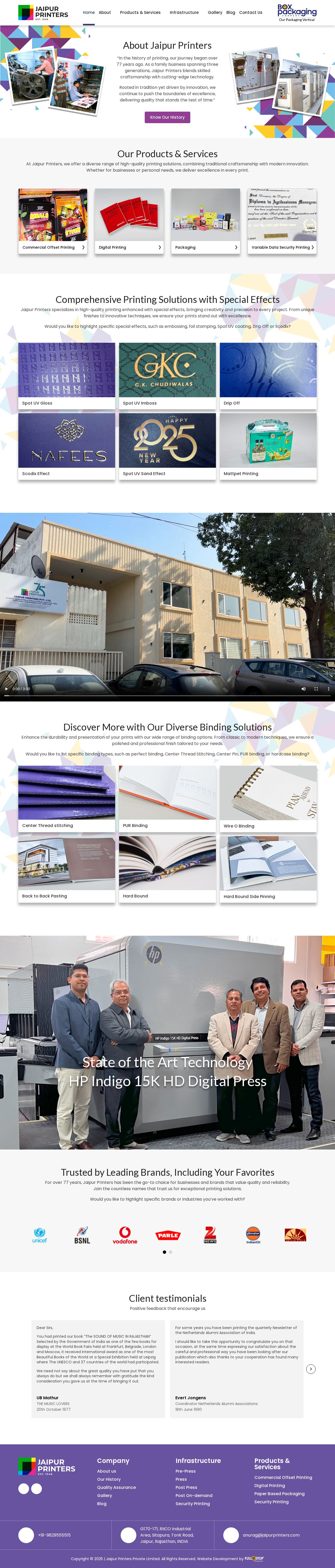 Jaipur Printers website