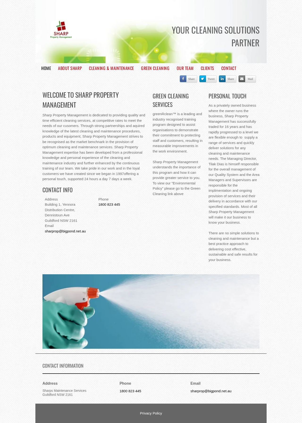 Sharp Cleaning website
