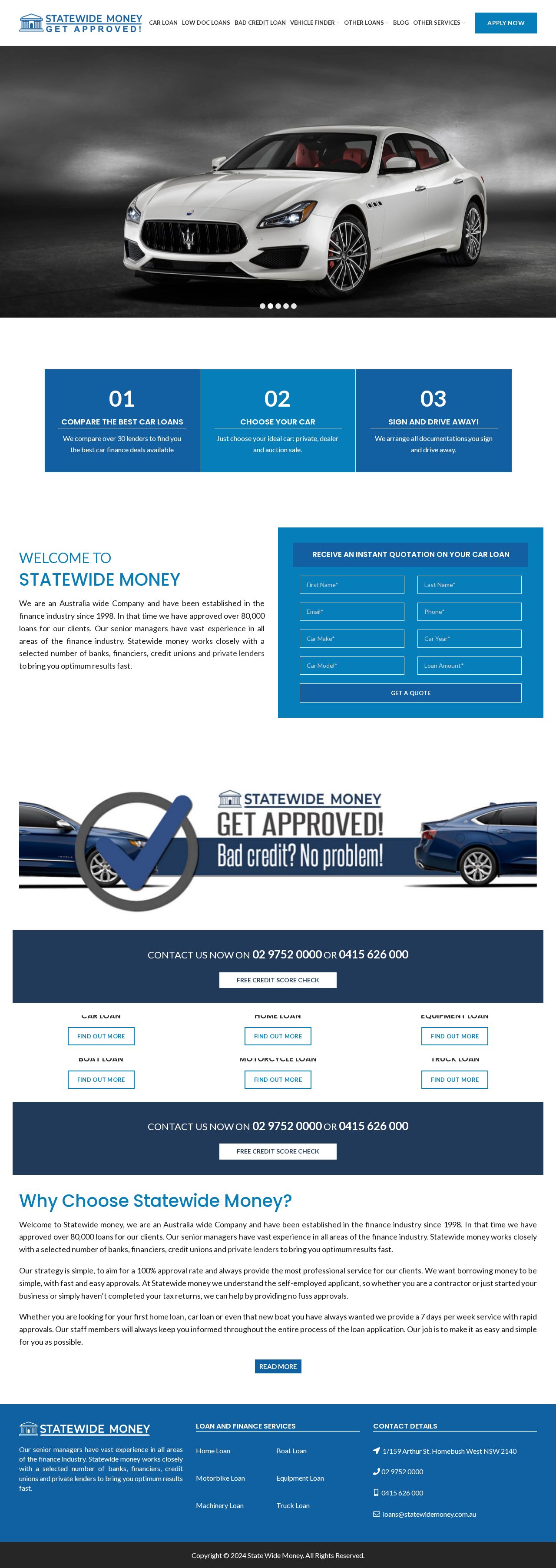 State Wide Money - Car Loans & Finance Company website