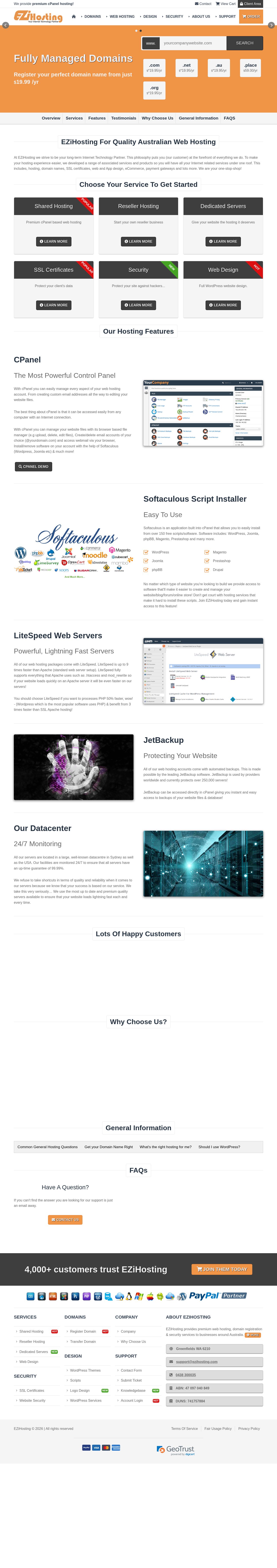 Ezi hosting - Business Web Hosting Australia website