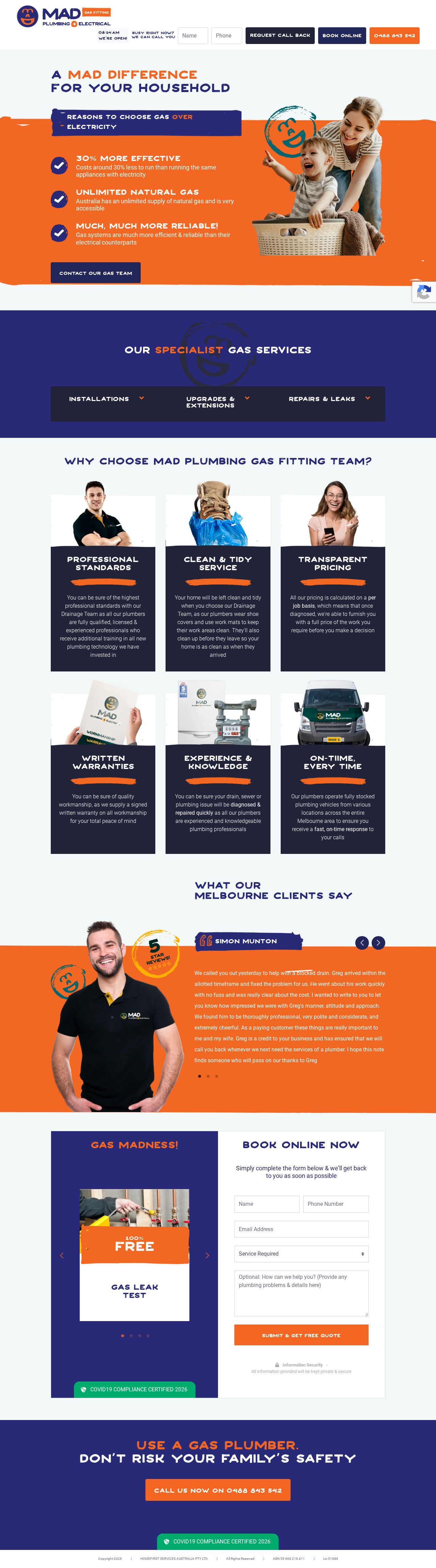 M.A.D Plumbing & Gas Services website