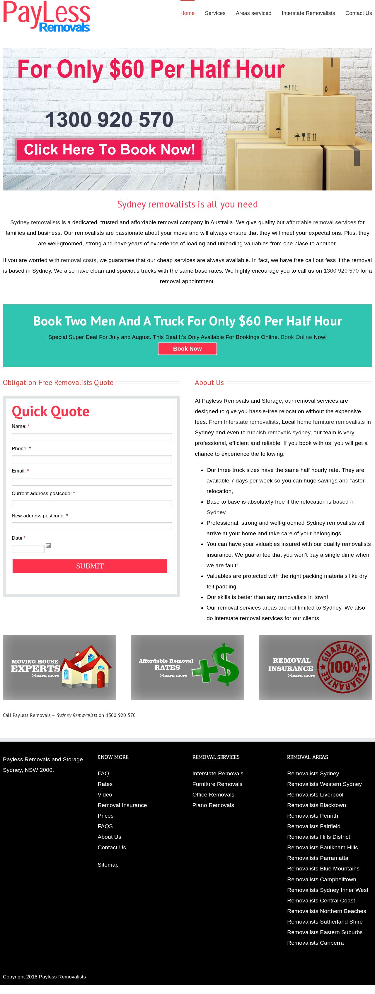 Payless Removals website