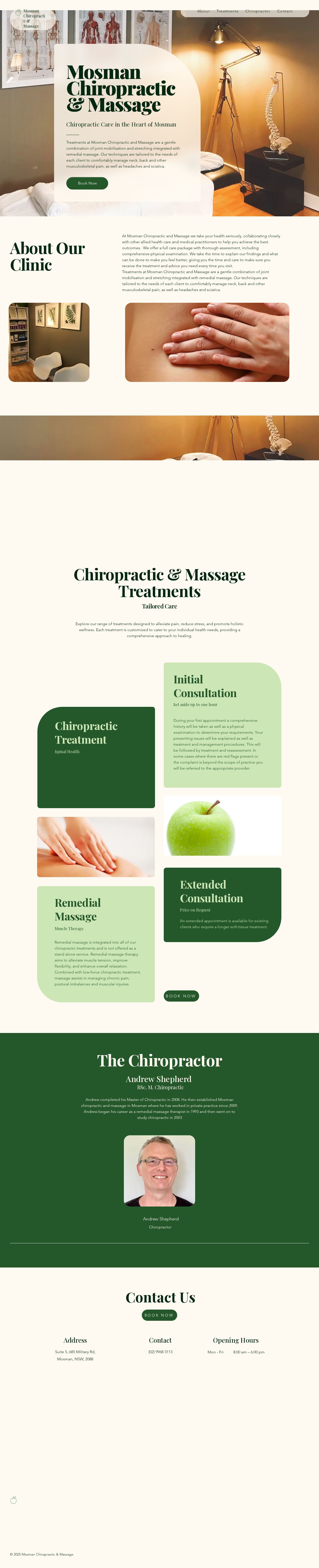 Mosman Chiropractic and Massage website