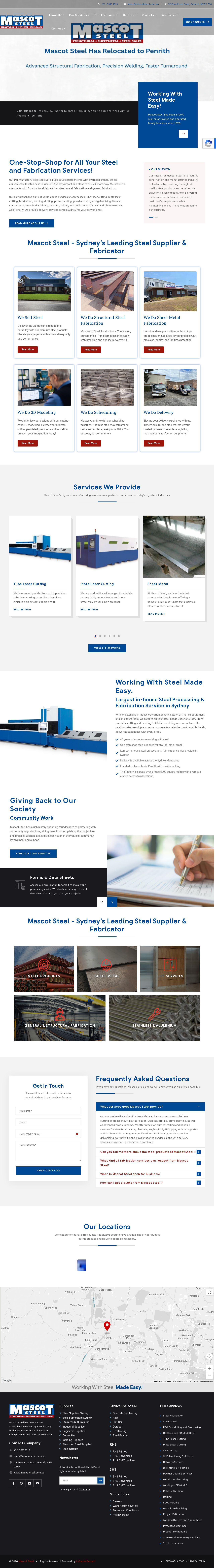 Mascot Steel website