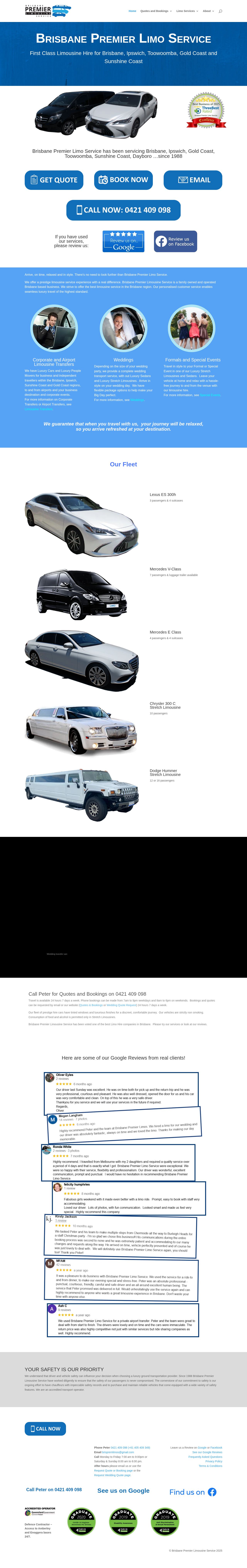 Brisbane Premier Limo Taxi Service website