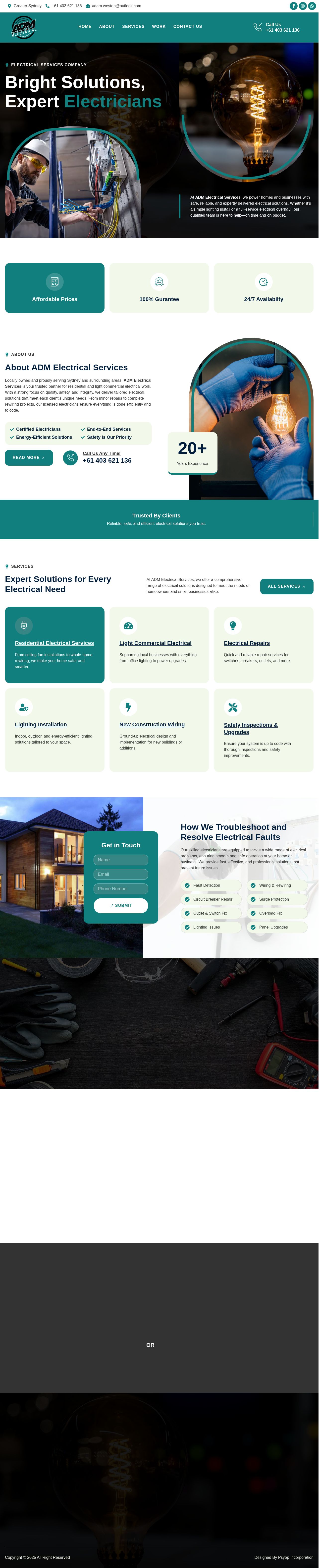 A.D.M Electrical Services Pty Ltd website