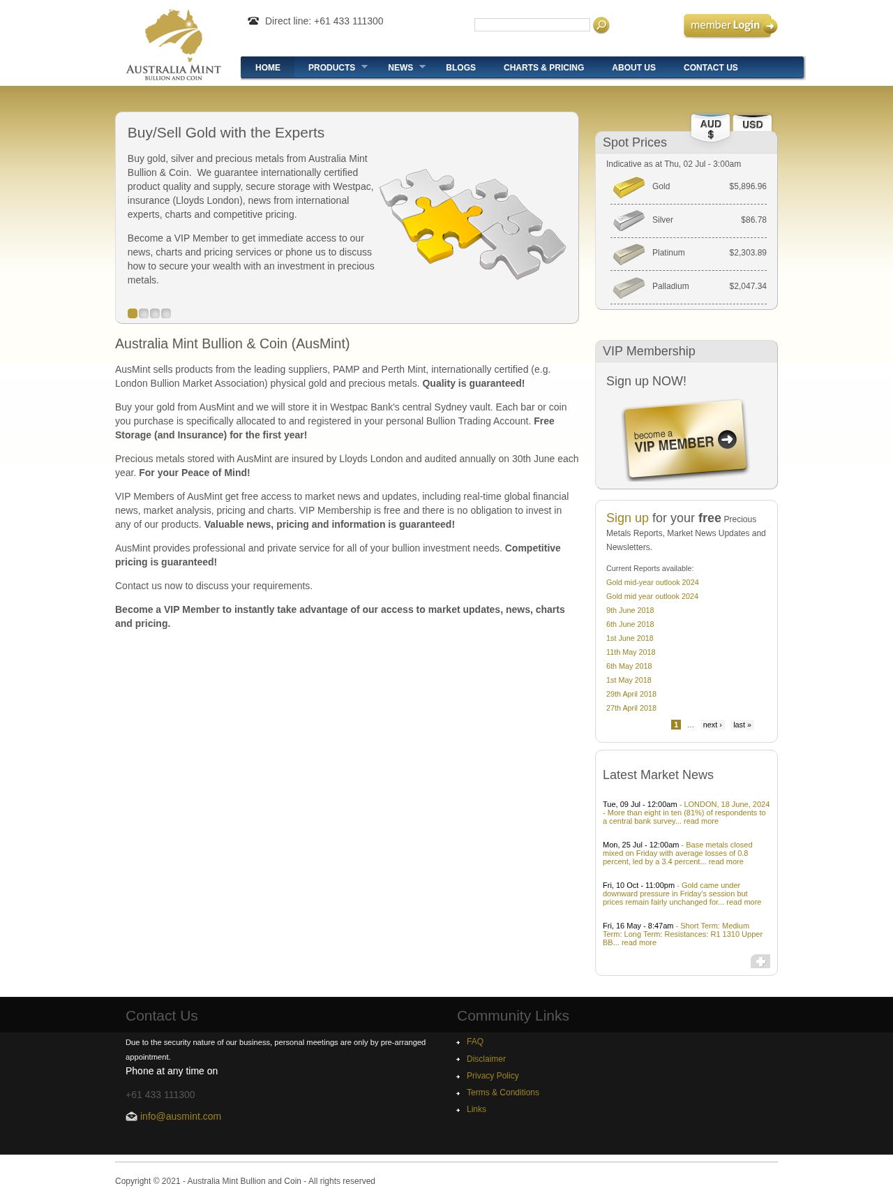 Australia Mint Bullion & Coin website