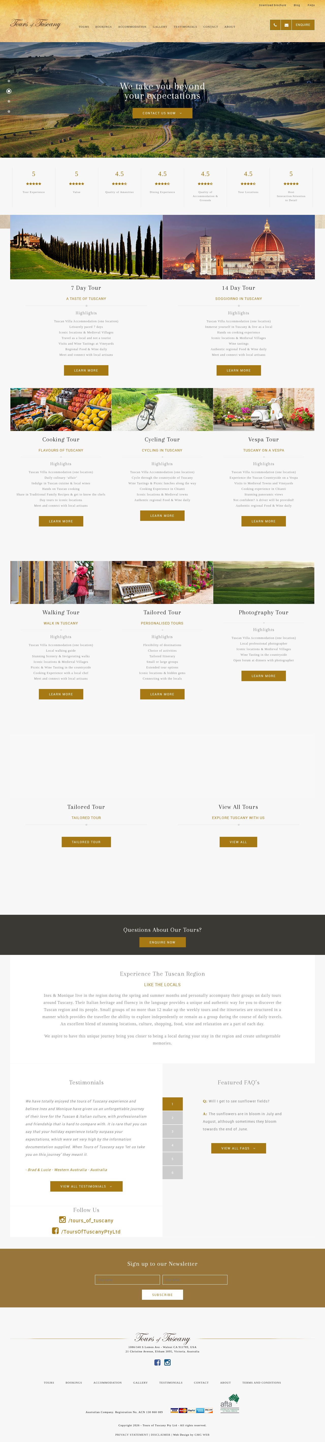 Tours of Tuscany Pty Ltd website