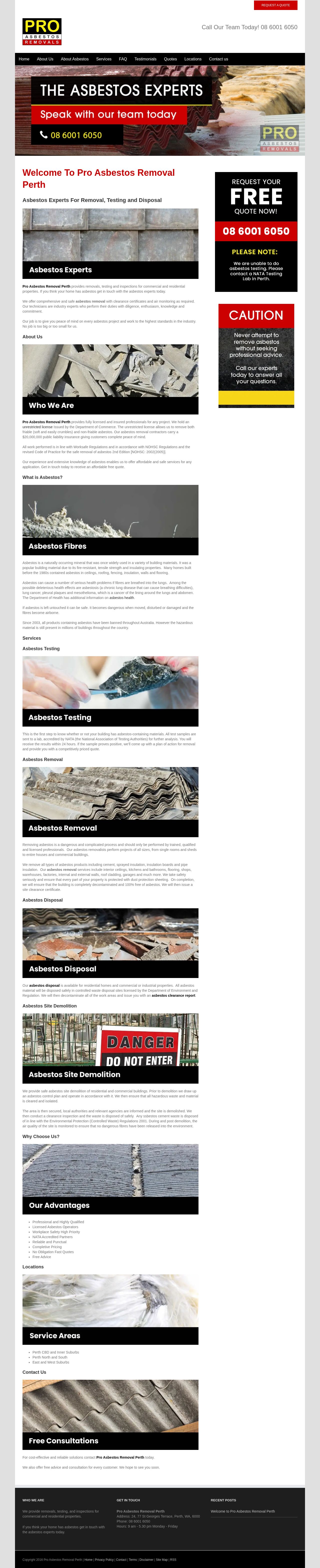Pro Asbestos Removal Perth website