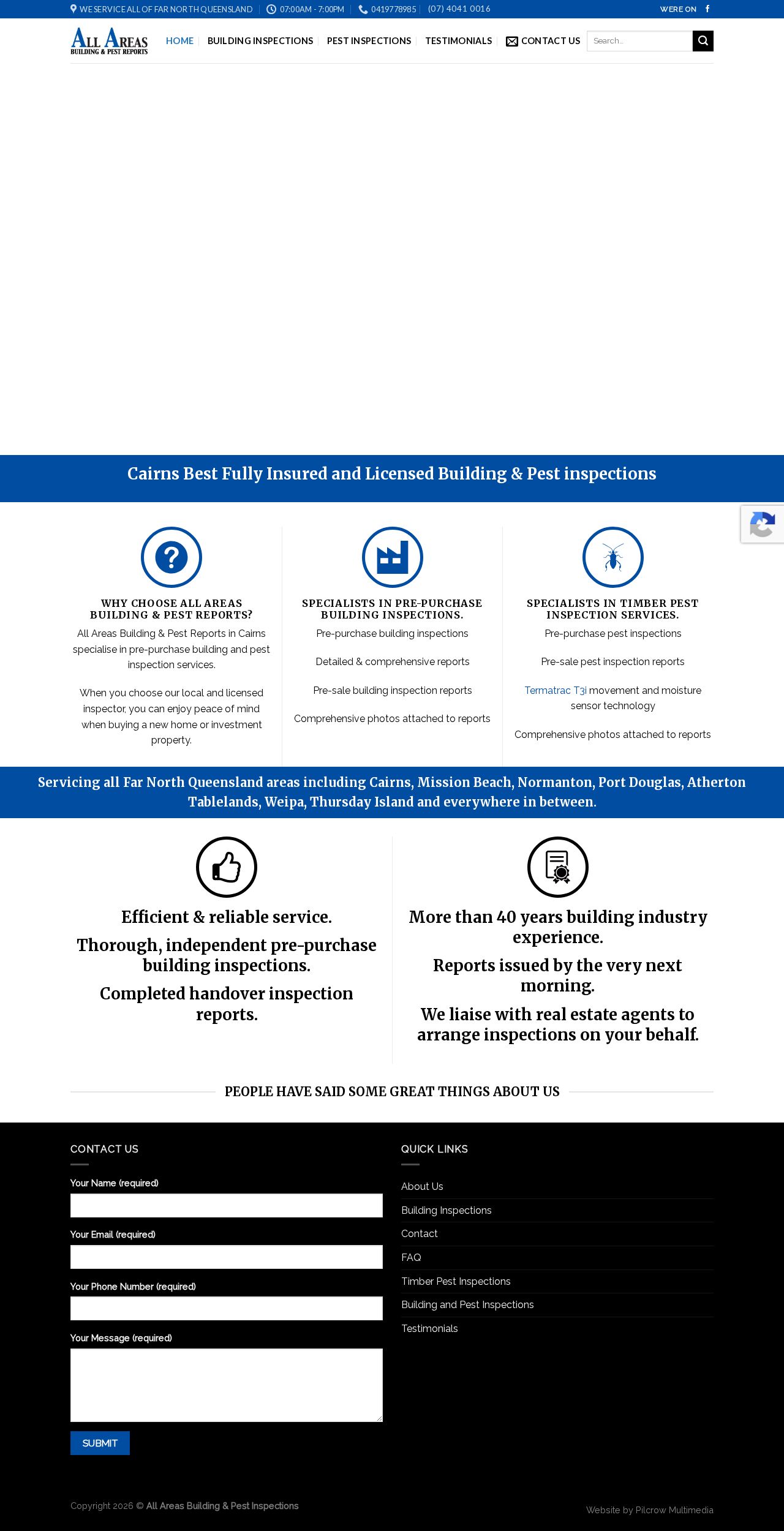 All Areas Building and Pest Reports website
