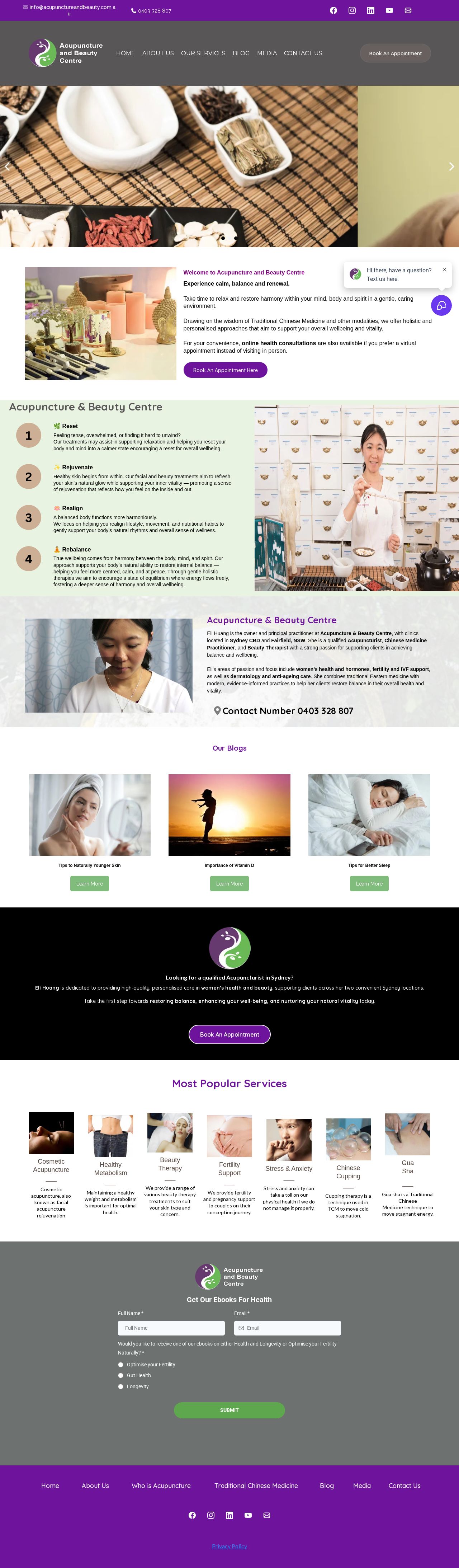 Acupuncture & Beauty Centre website