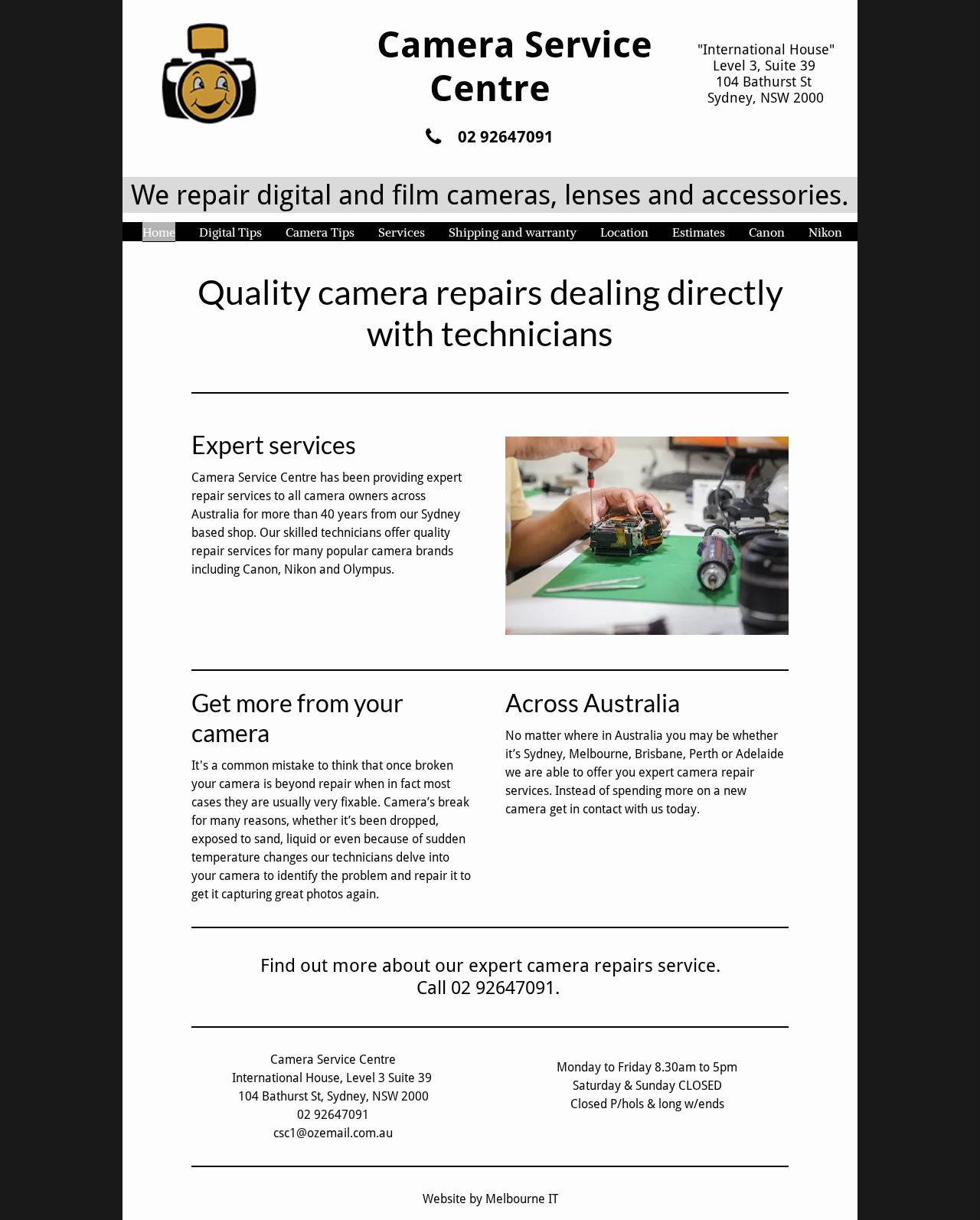 Camera Service Centre website