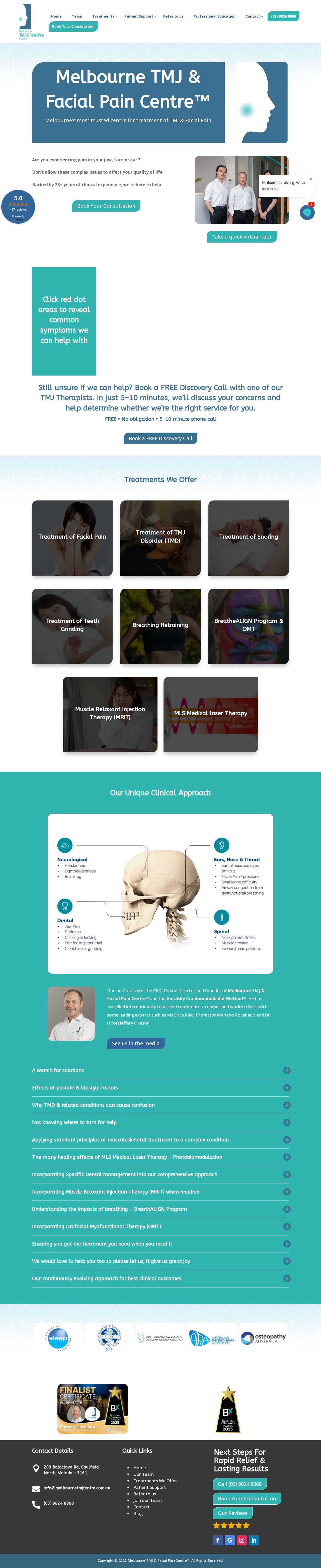 Melbourne TMJ Center website