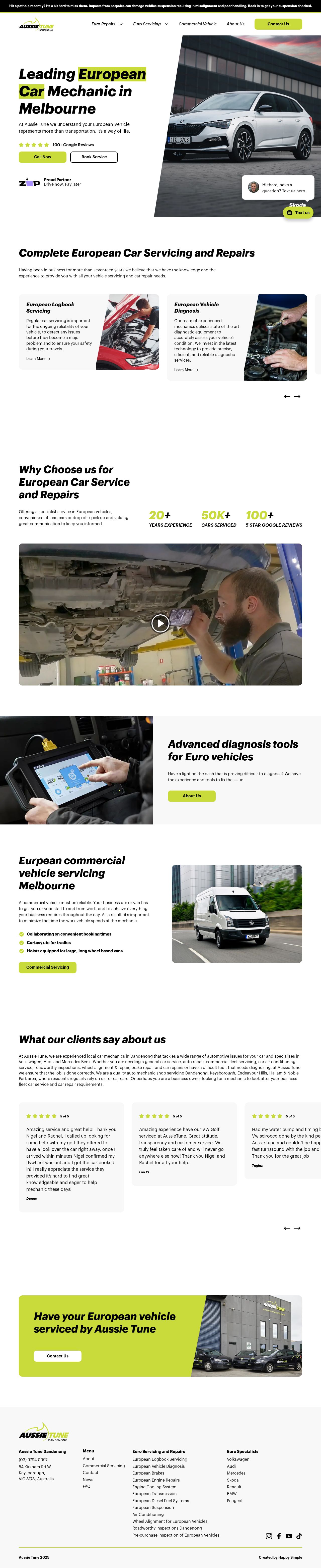 Aussie Tune Dandenong website