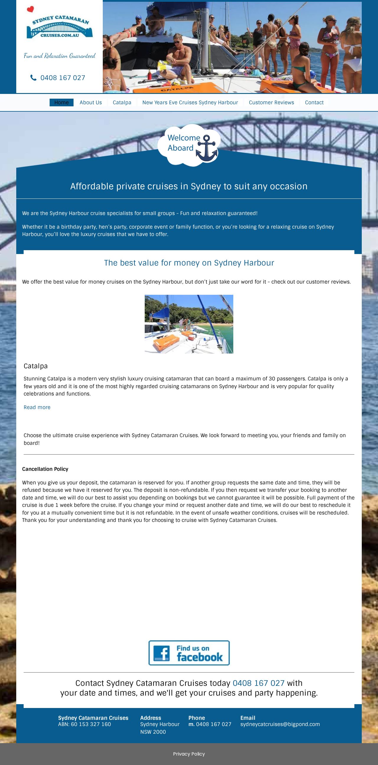 Sydney Catamaran Cruises website