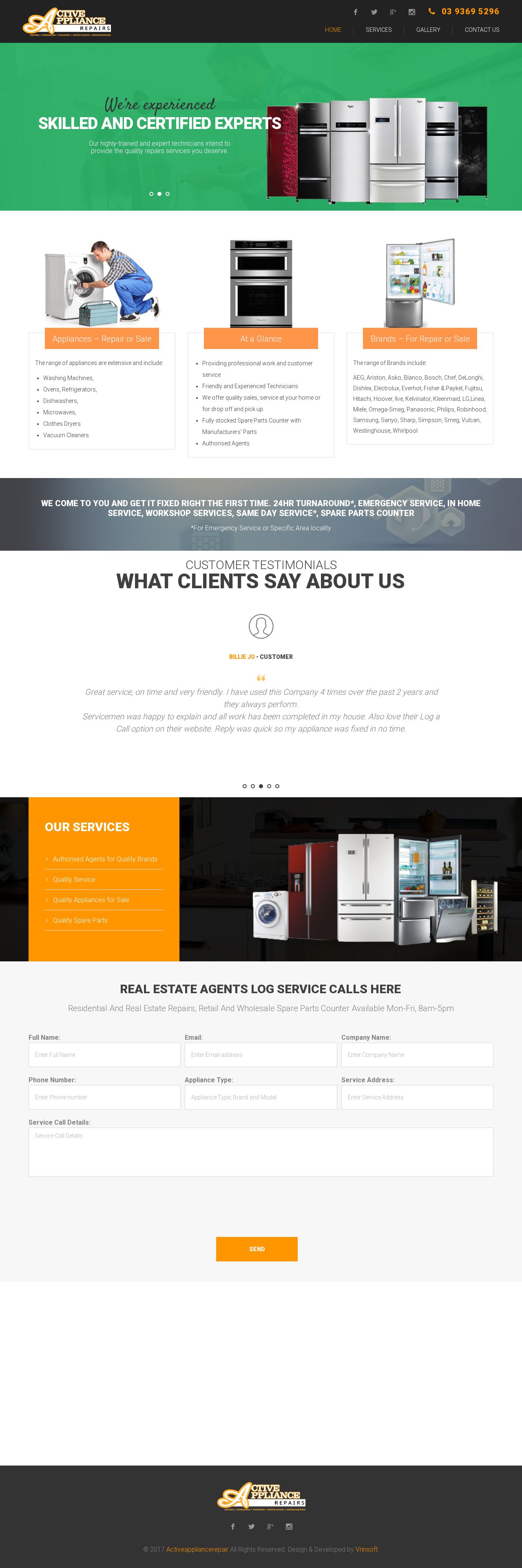 Active Appliance Repair website