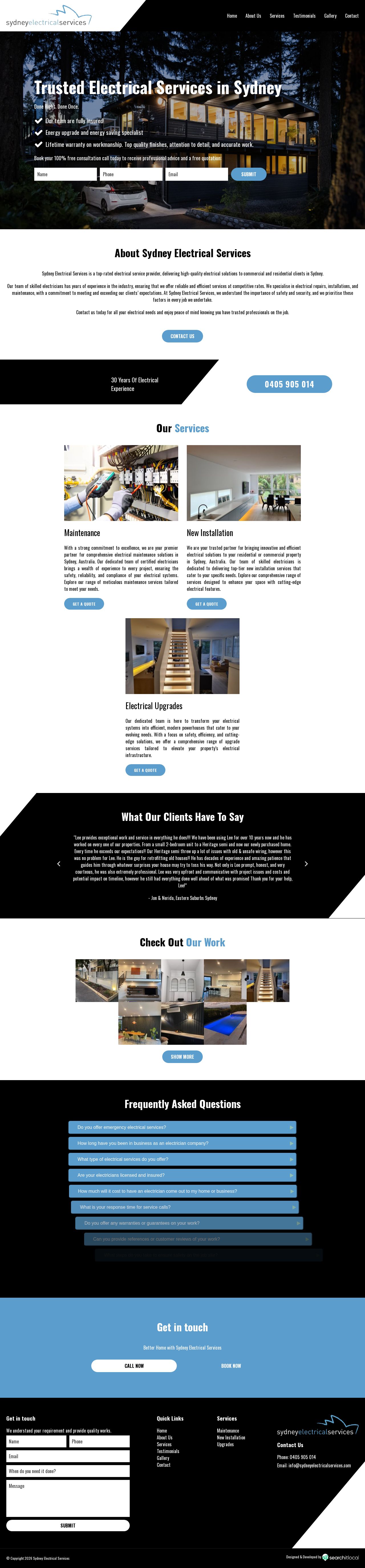 Sydney Electrical Services website