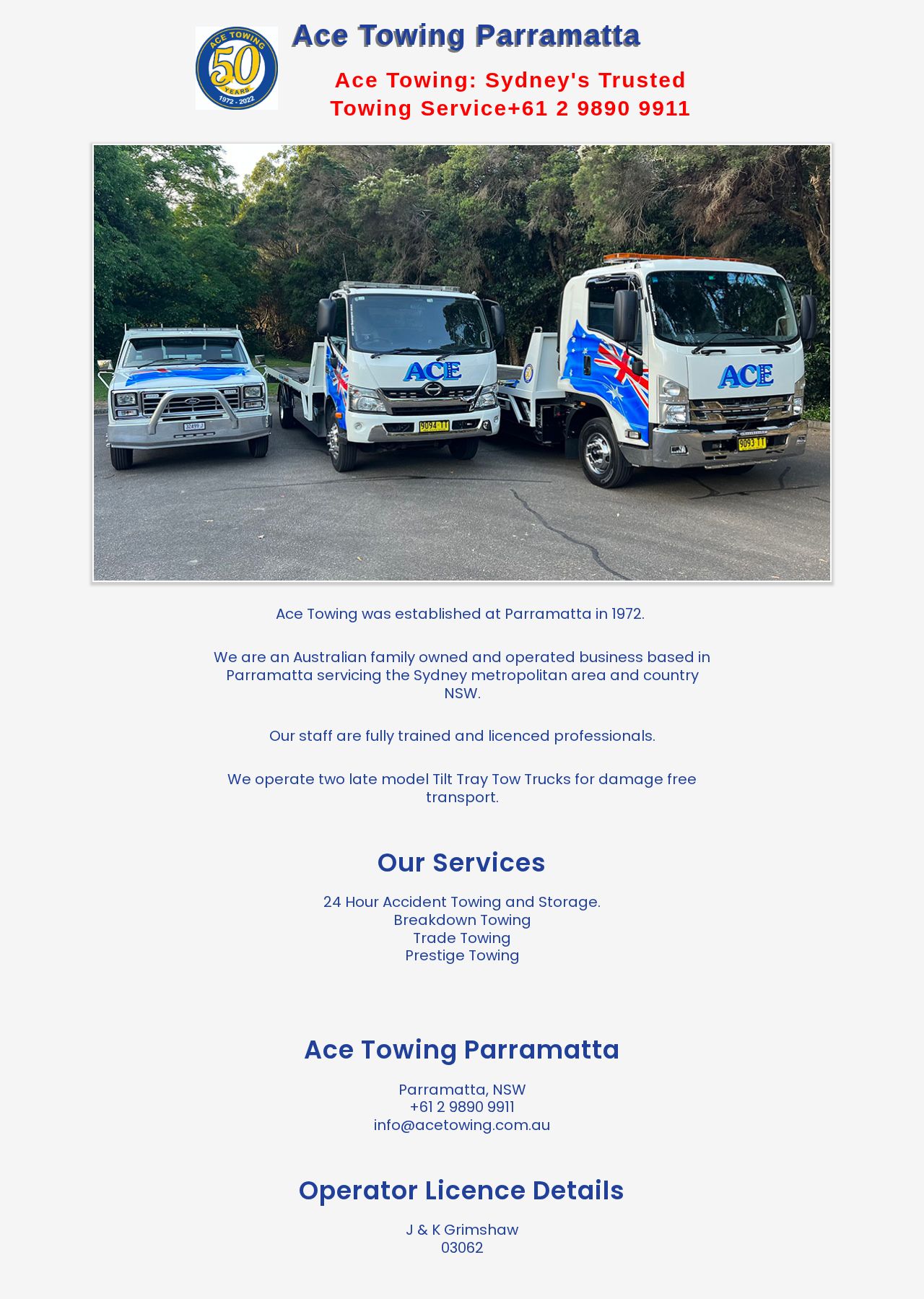 Ace Towing & Tilt Trays website