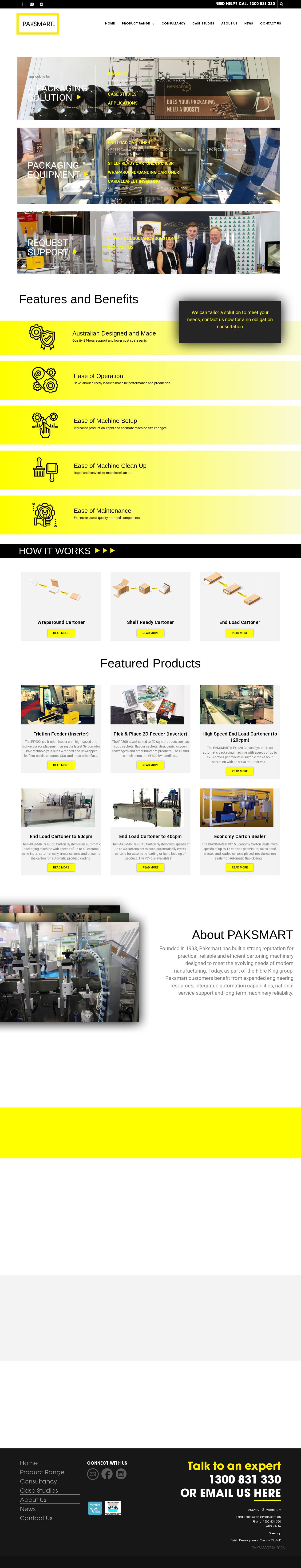 PAKSMART Machinery website