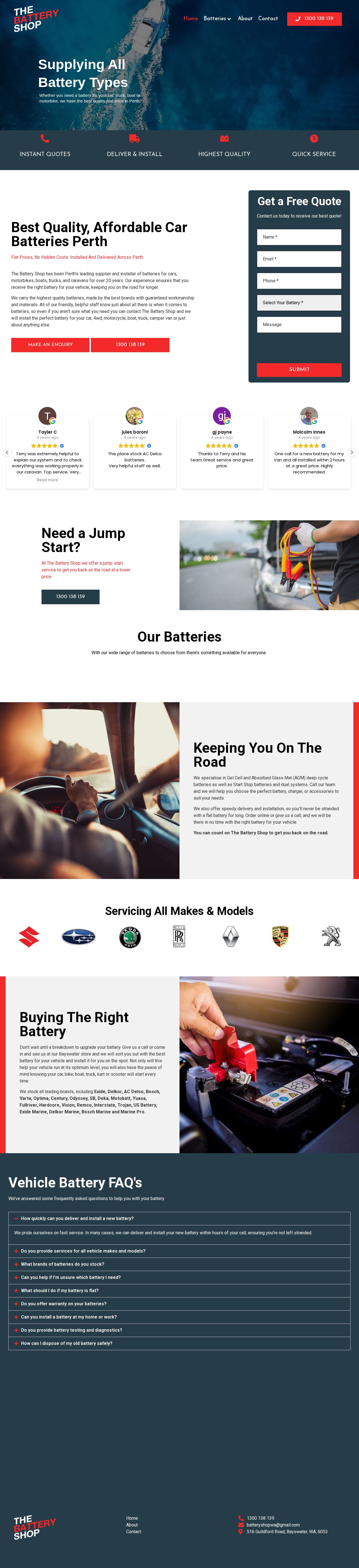The Battery Shop website