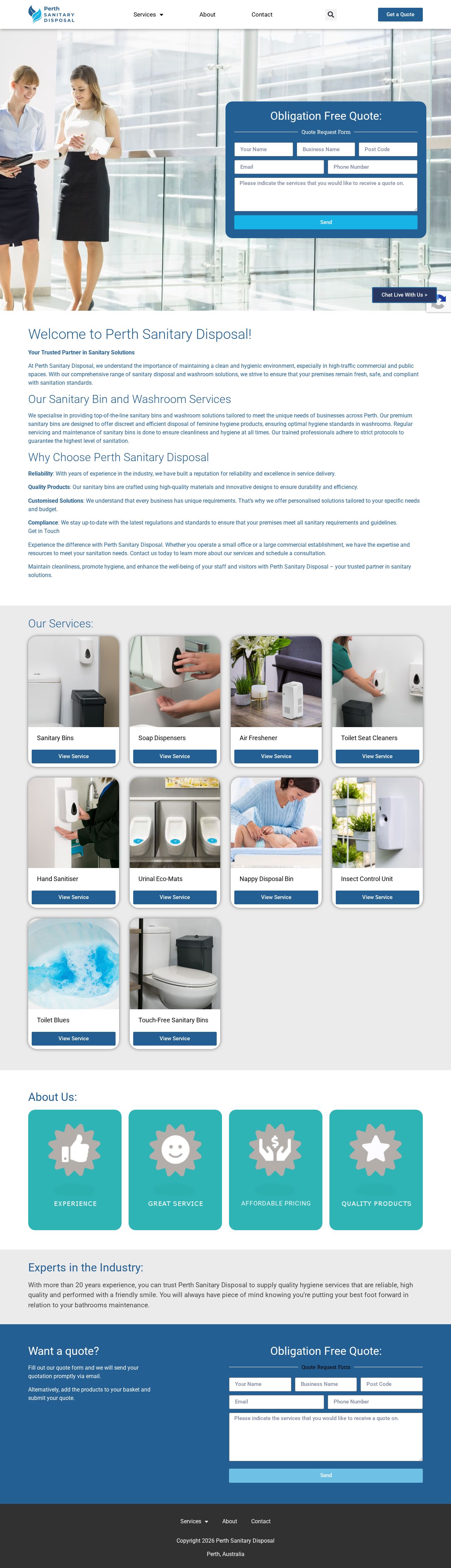 Perth Sanitary Disposal website