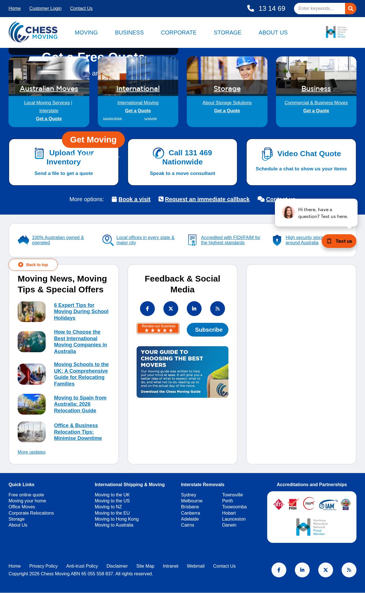 Chess Moving & Removals - Interstate and International Moving Company VIC website