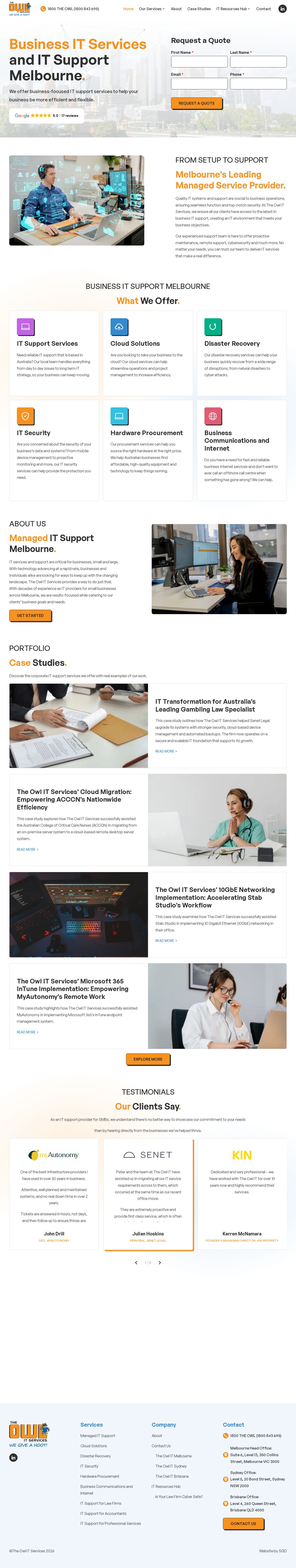 The Owl IT Services website