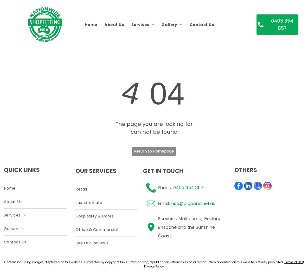 Nationwide Shopfitting Australia website