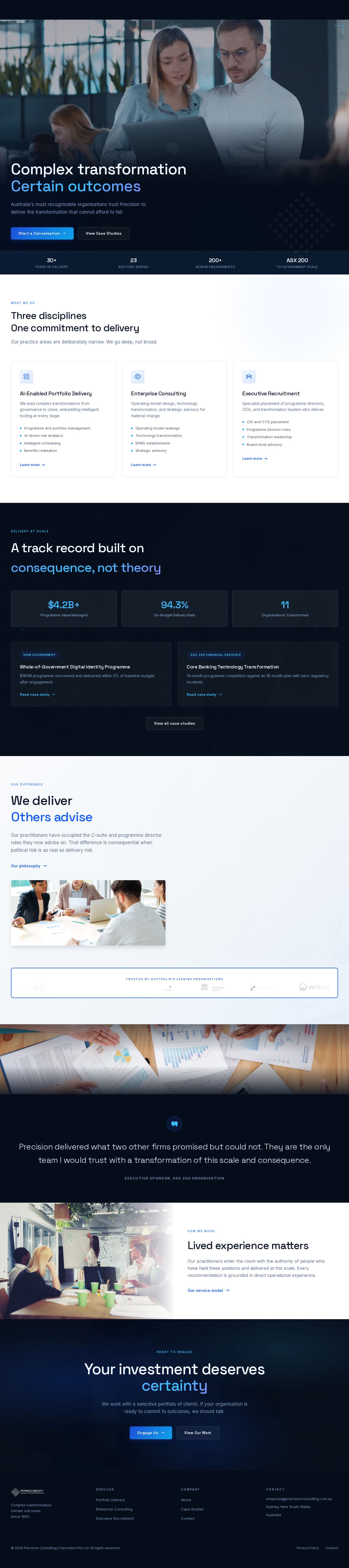 Precision Consulting Corporation website