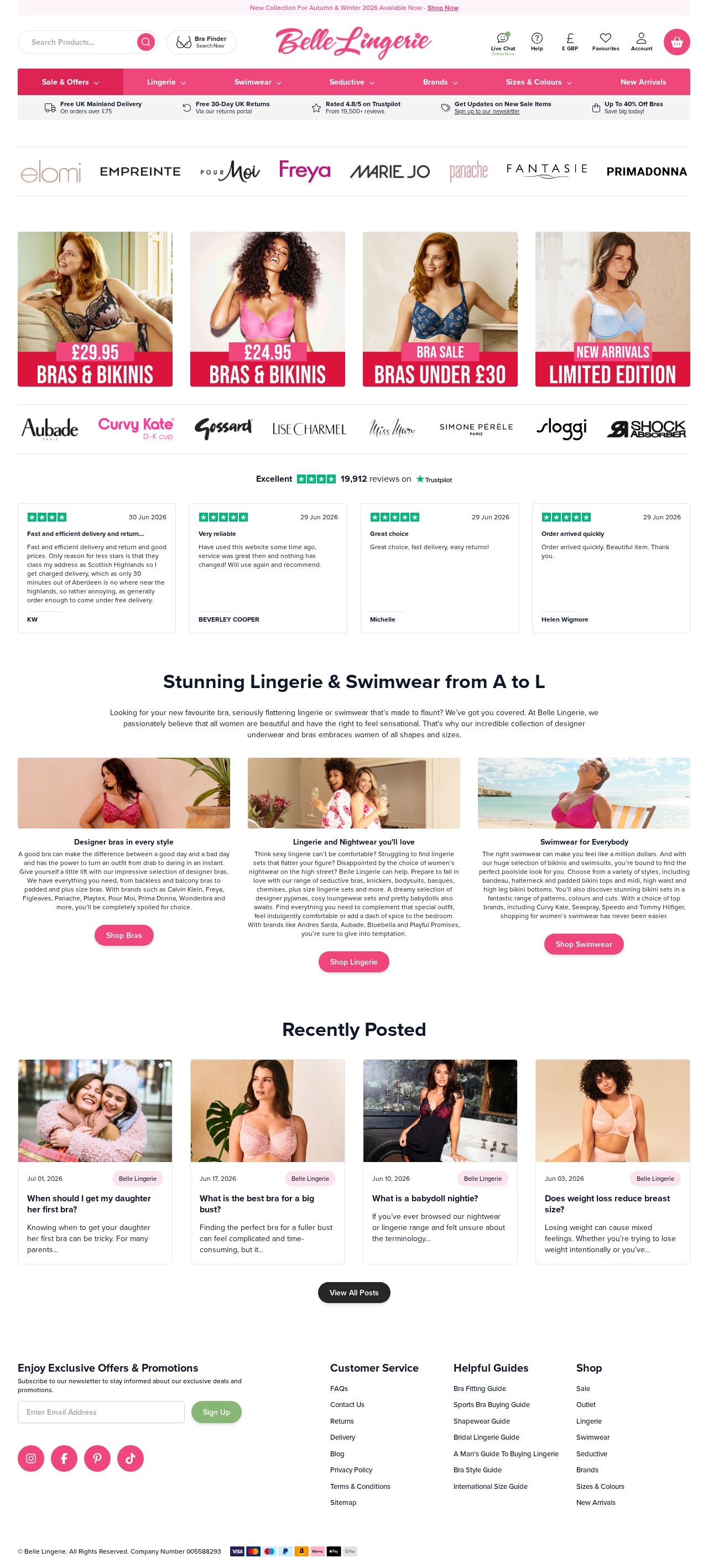 Belle Lingerie website