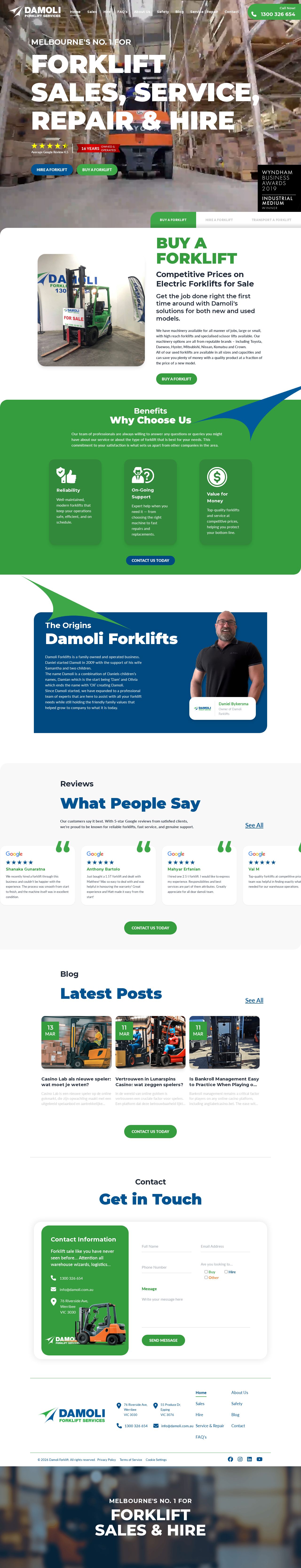 Damoli Forklift Services website