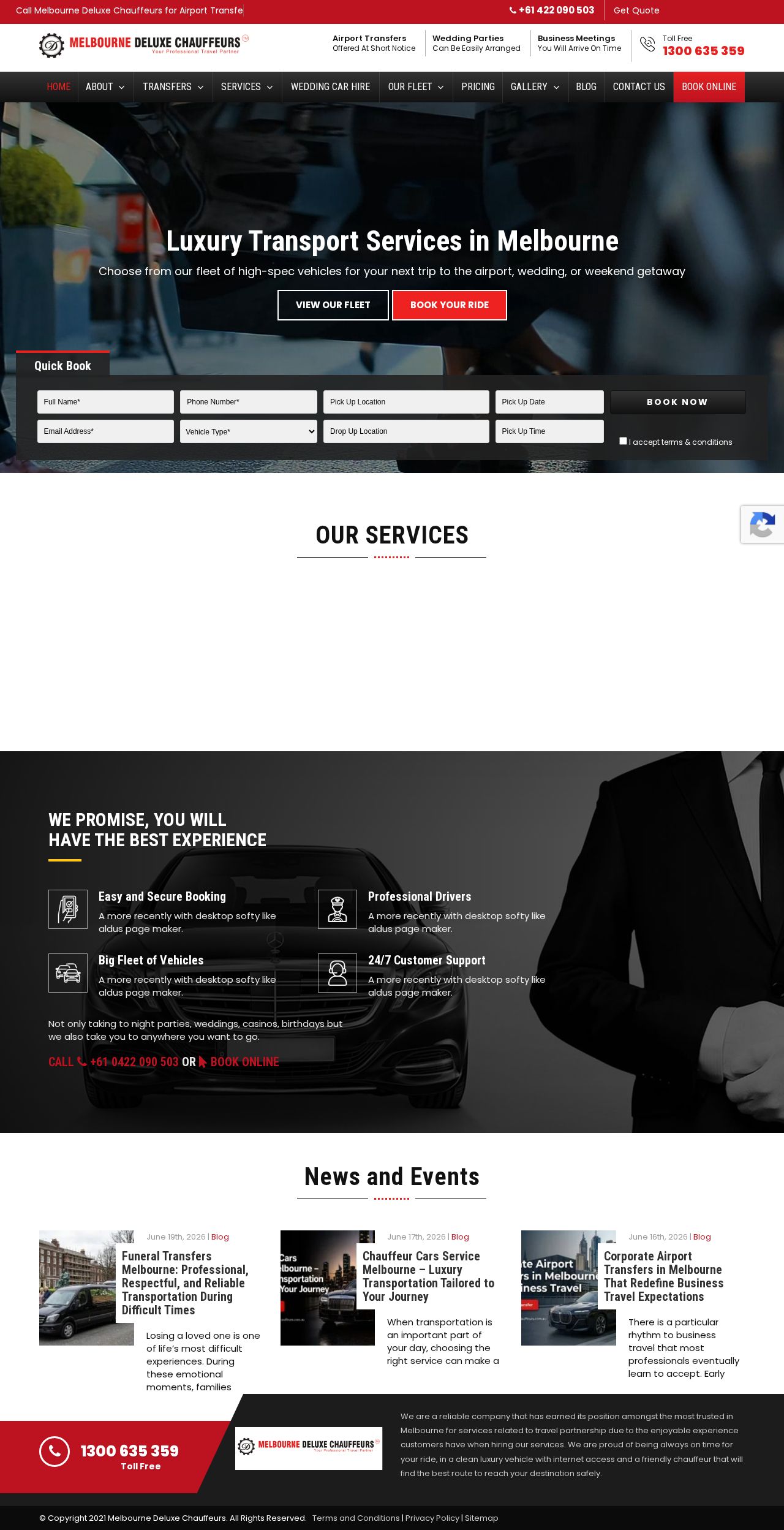 MELBOURNE DELUXE CHAUFFEURS website