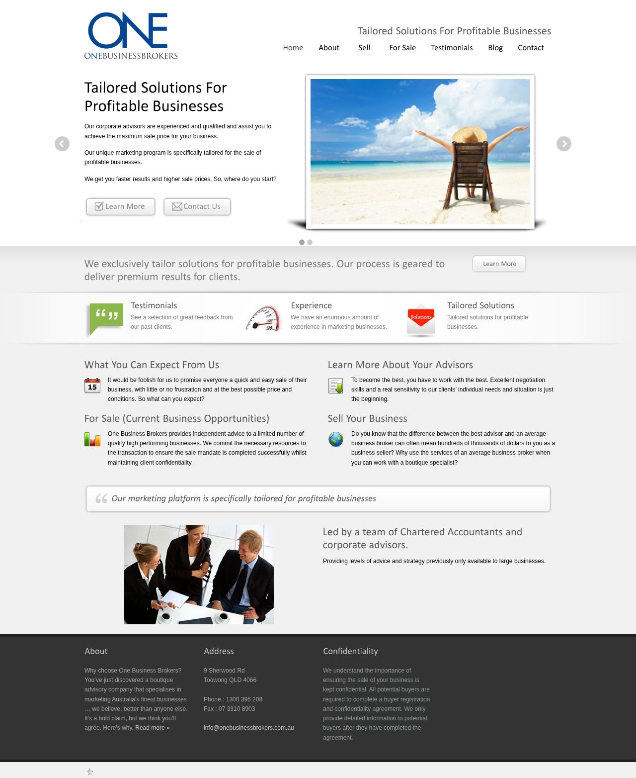 One Business Brokers website