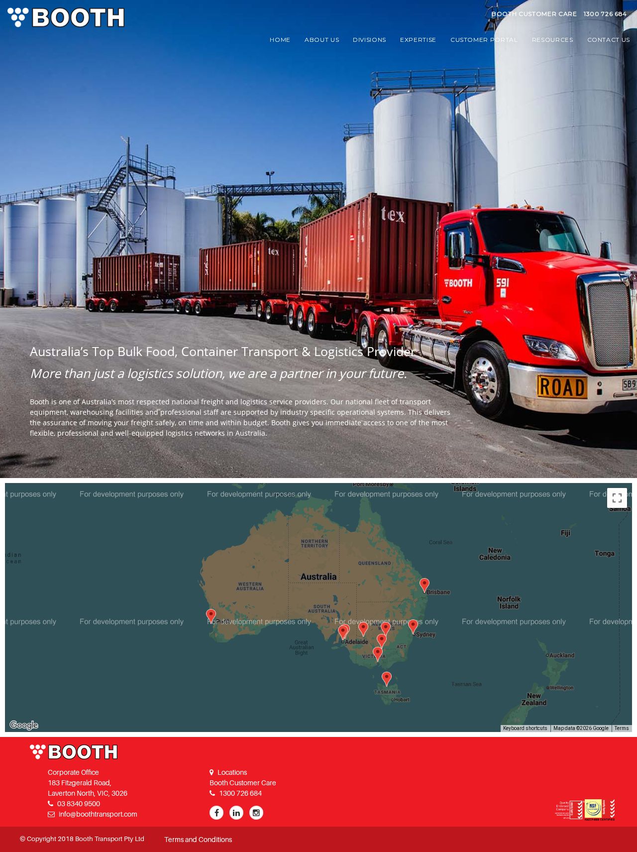 Booth Transport website