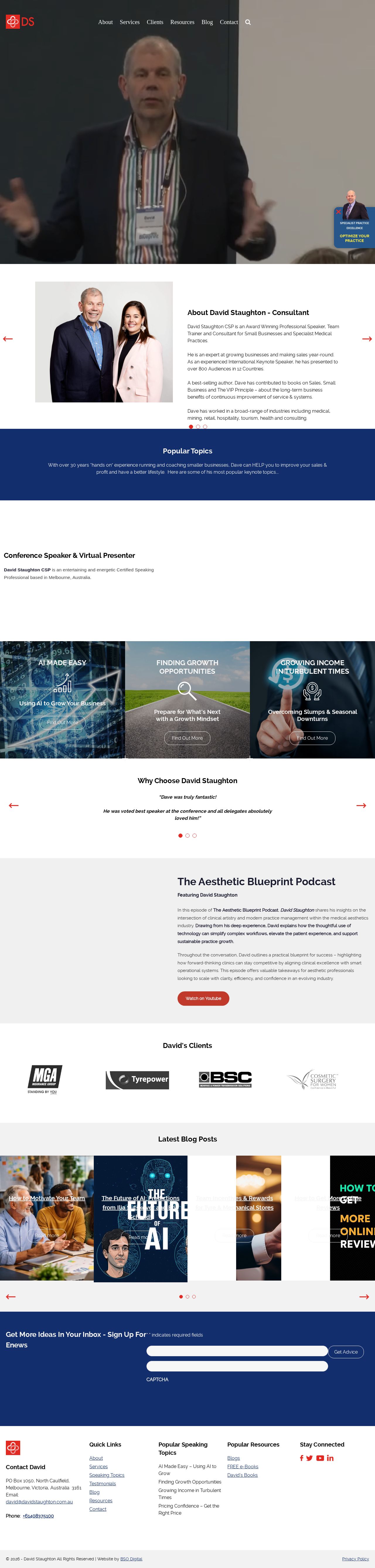 Motivational Speaker, David Staughton website