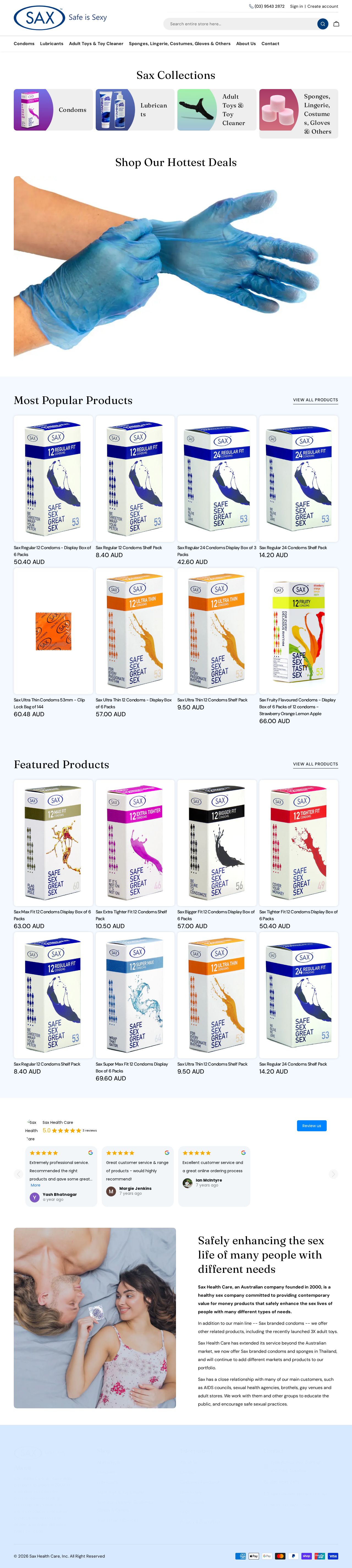 Condom Australia Sizes website