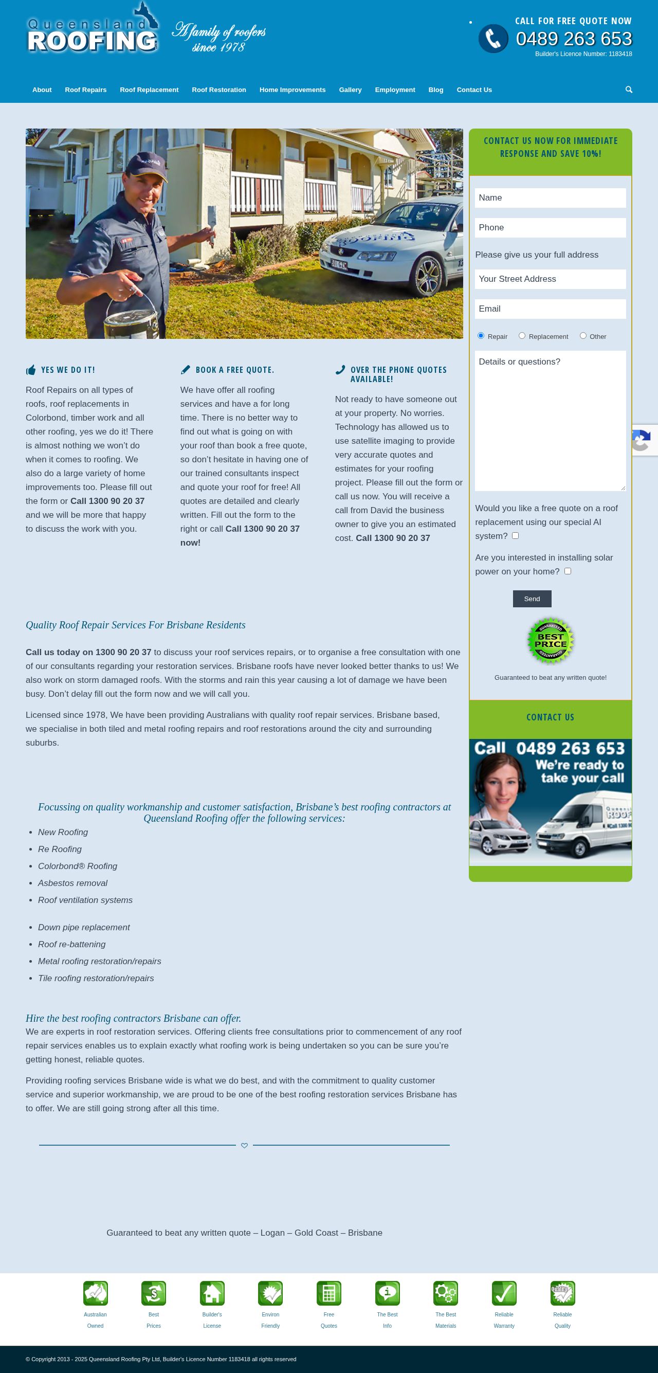 Queensland Roofing website
