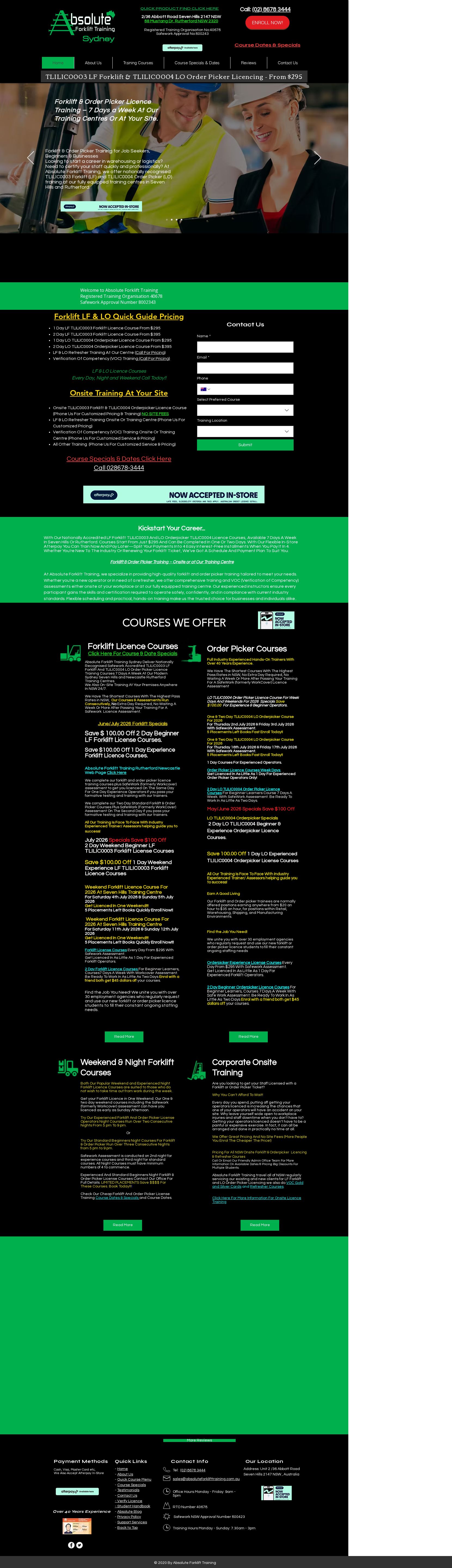 Absolute Forklift Training website