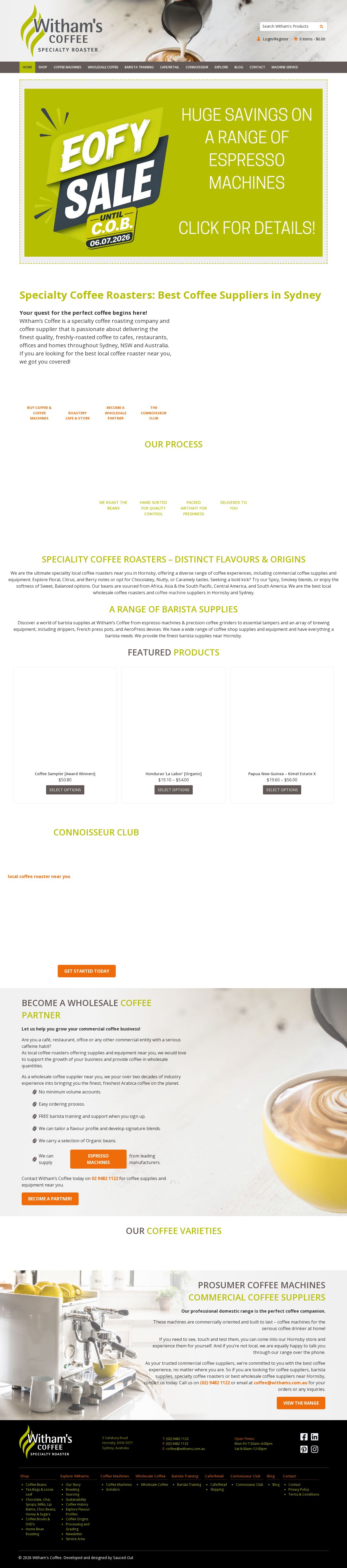 Barista Tools - Withams Coffee website