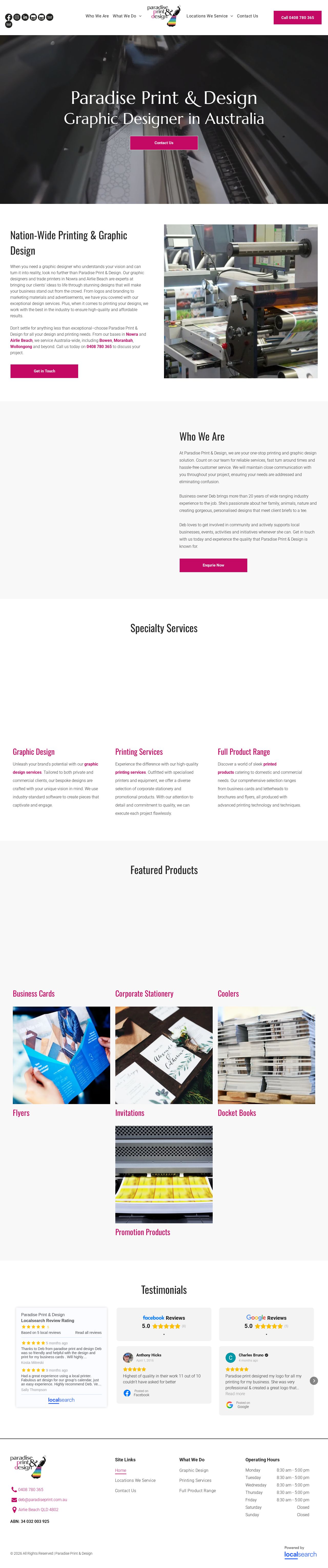 Paradise Printing, Australia website